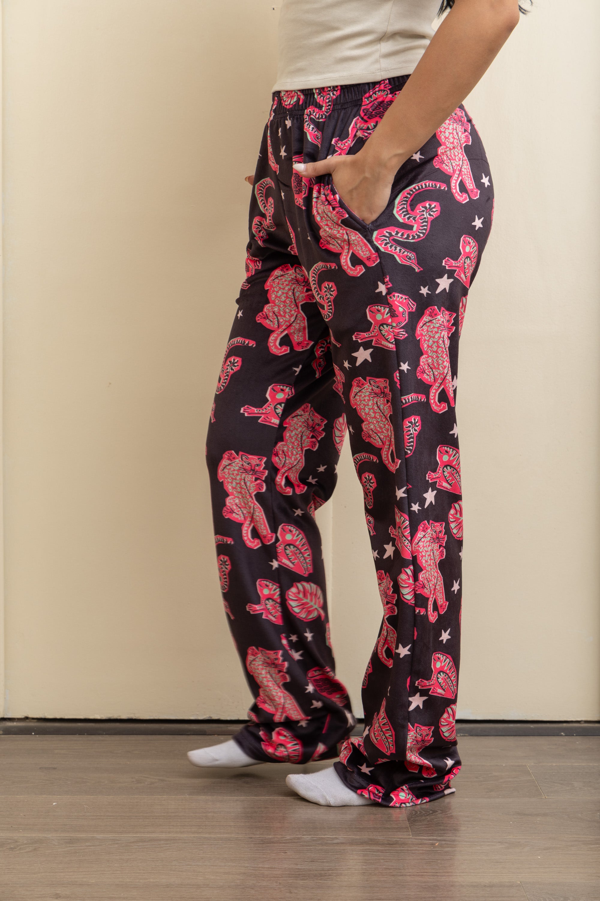 Image of Black Velvet-Touch Pajama Pants